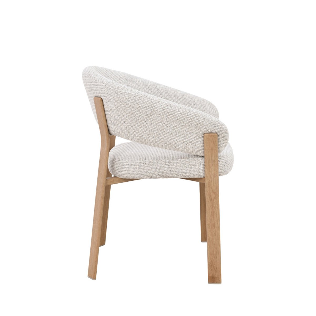 Lot de 2 fauteuils de table en tissu piètement effet bois clair- EMBO beige chiné, DRAWER