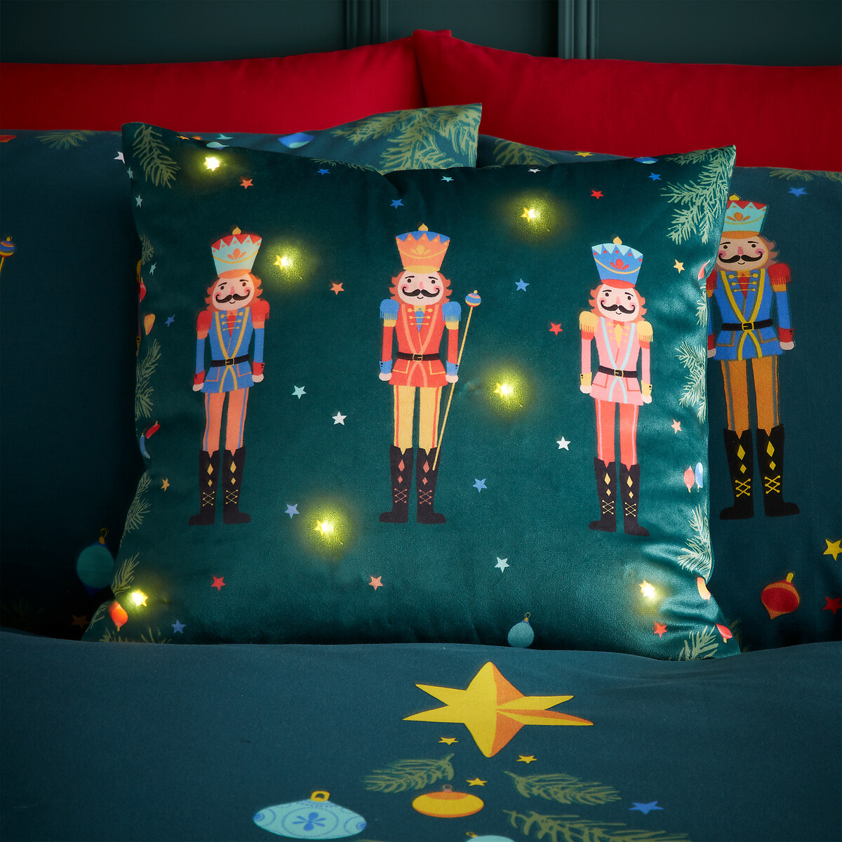 Nutcracker Light Up Filled Cushion green, CATHERINE LANSFIELD