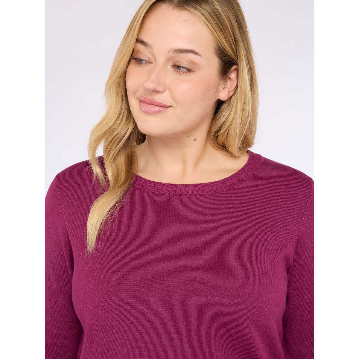 Pull col rond avec boutons aux poignets burgundy, FIORELLA RUBINO