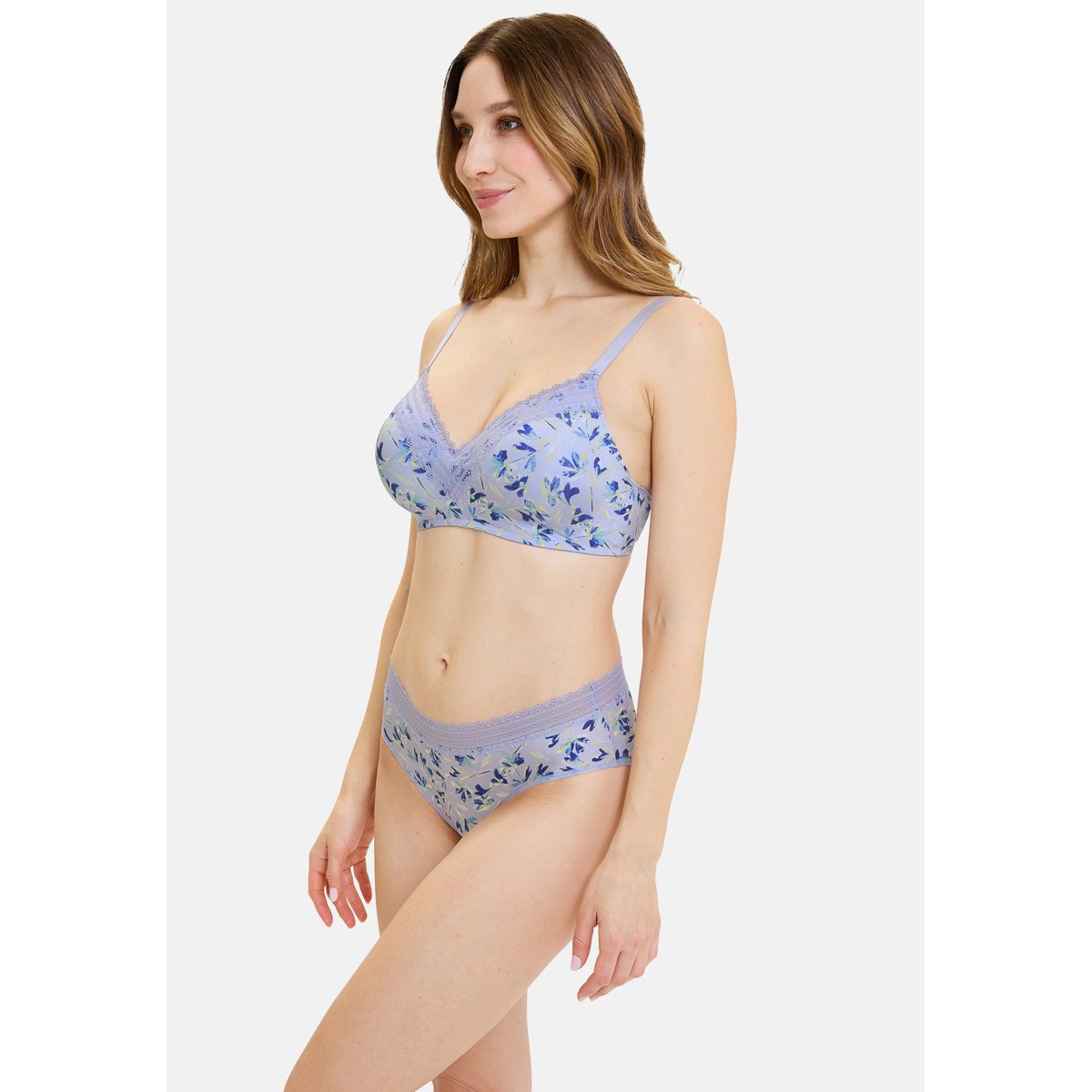Brassière AGATHE FANTAISIE fleurs mauves, SANS COMPLEXE