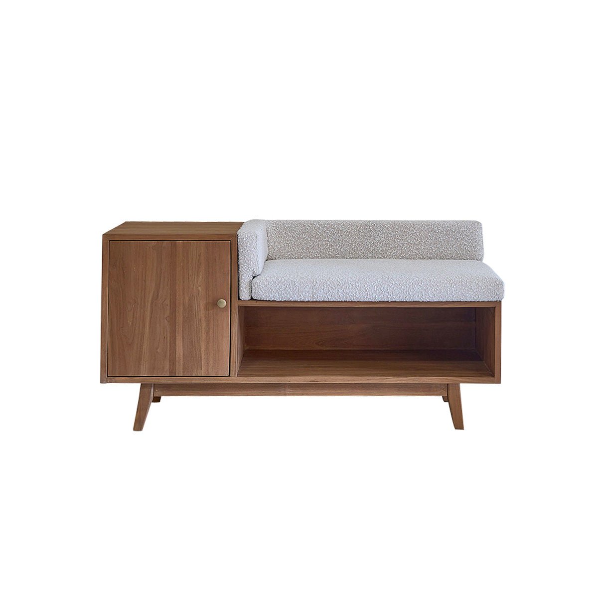 Banc en teck massif et tissu bouclette 120 cm SERENE naturel, BERAH GETAH