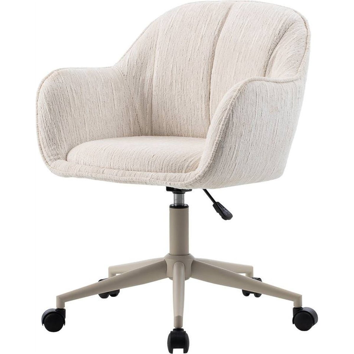 Chaise de bureau pivotante collection STEGO crème, piètement beige et roulettes noires, RECOLLECTION