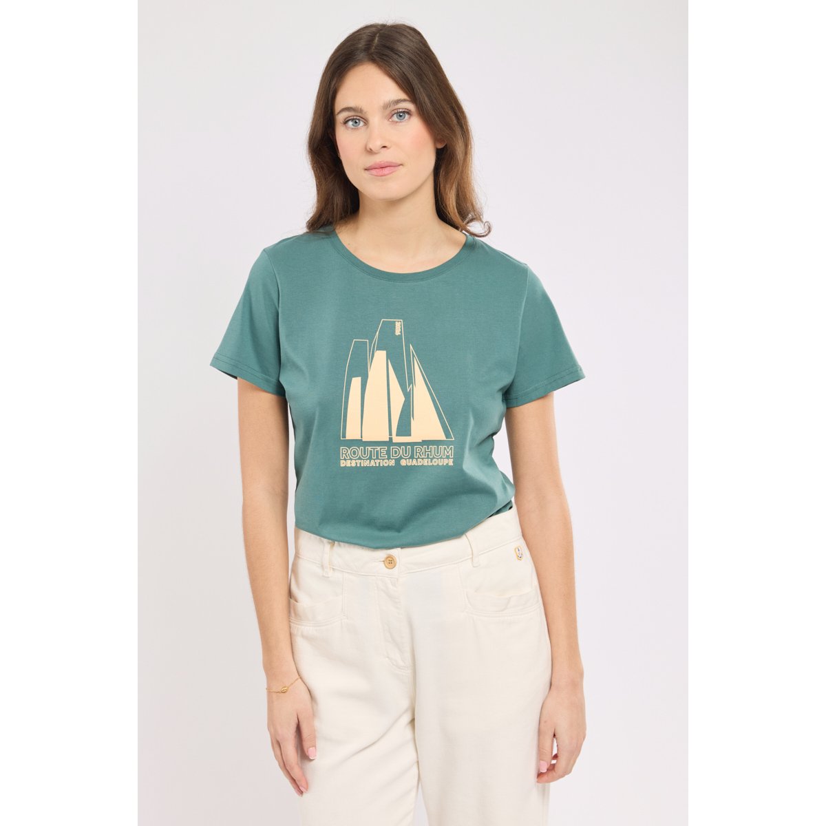 T-shirt sérigraphié en ROUTE DU RHUM silver pine/ decli, ARMOR-LUX