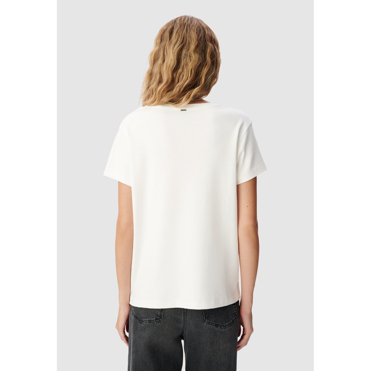 Tee-shirt col V à message brodé blanc cassé, IKKS