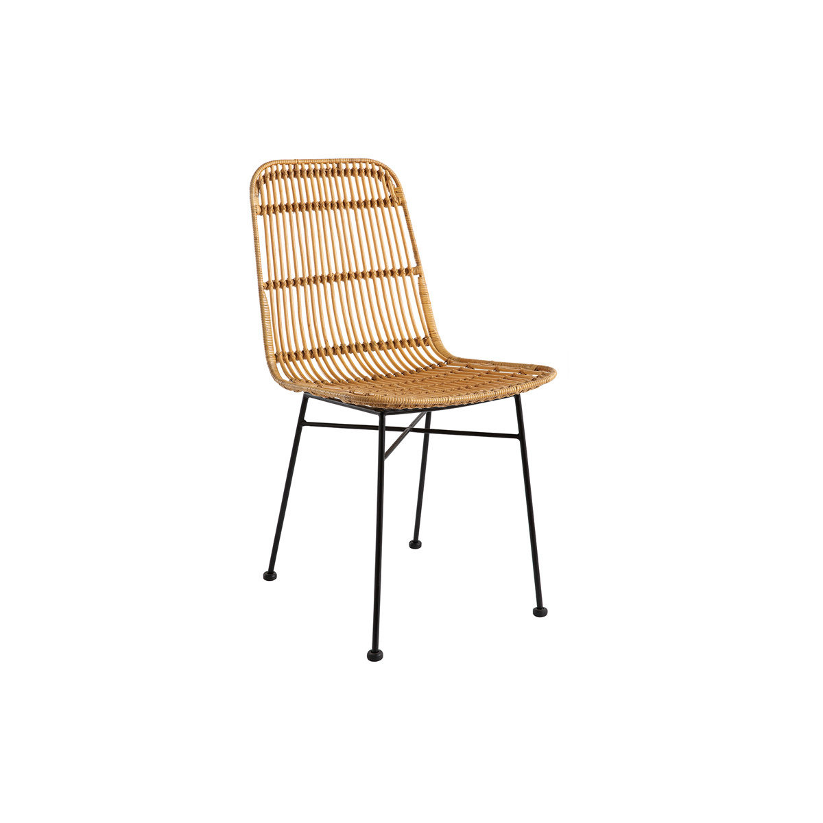 Chaises design en rotin pieds métal (lot de 2) MALACCA marron, MILIBOO