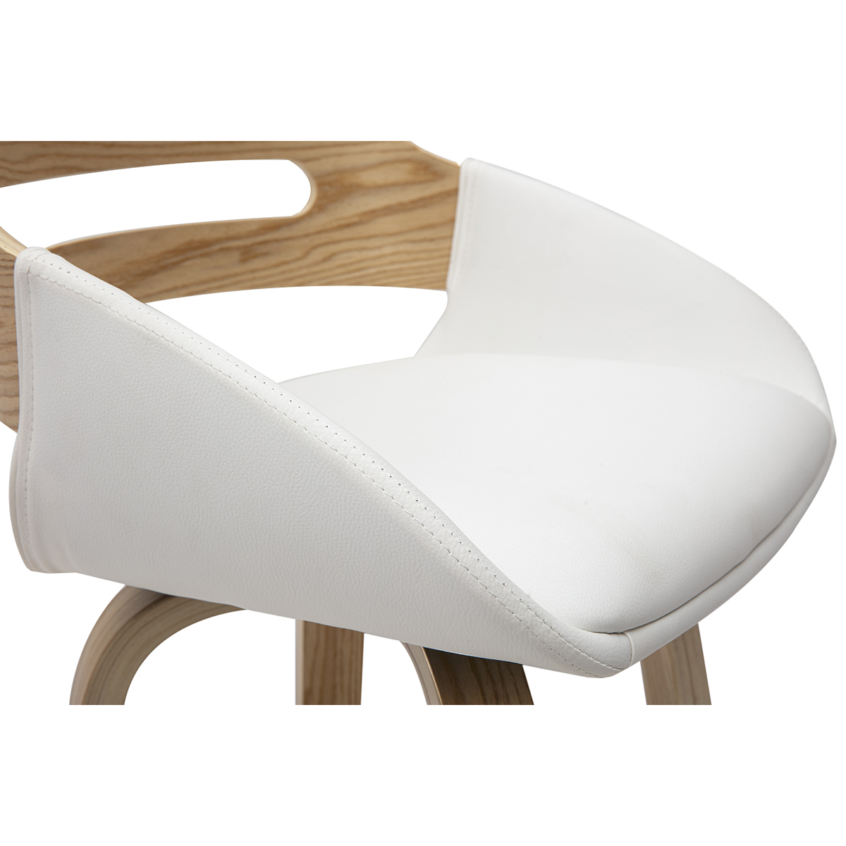 Tabourets de bar scandinaves pivotants blancs et bois clair H65.5 cm (lot de 2) PERNIK blanc, MILIBOO