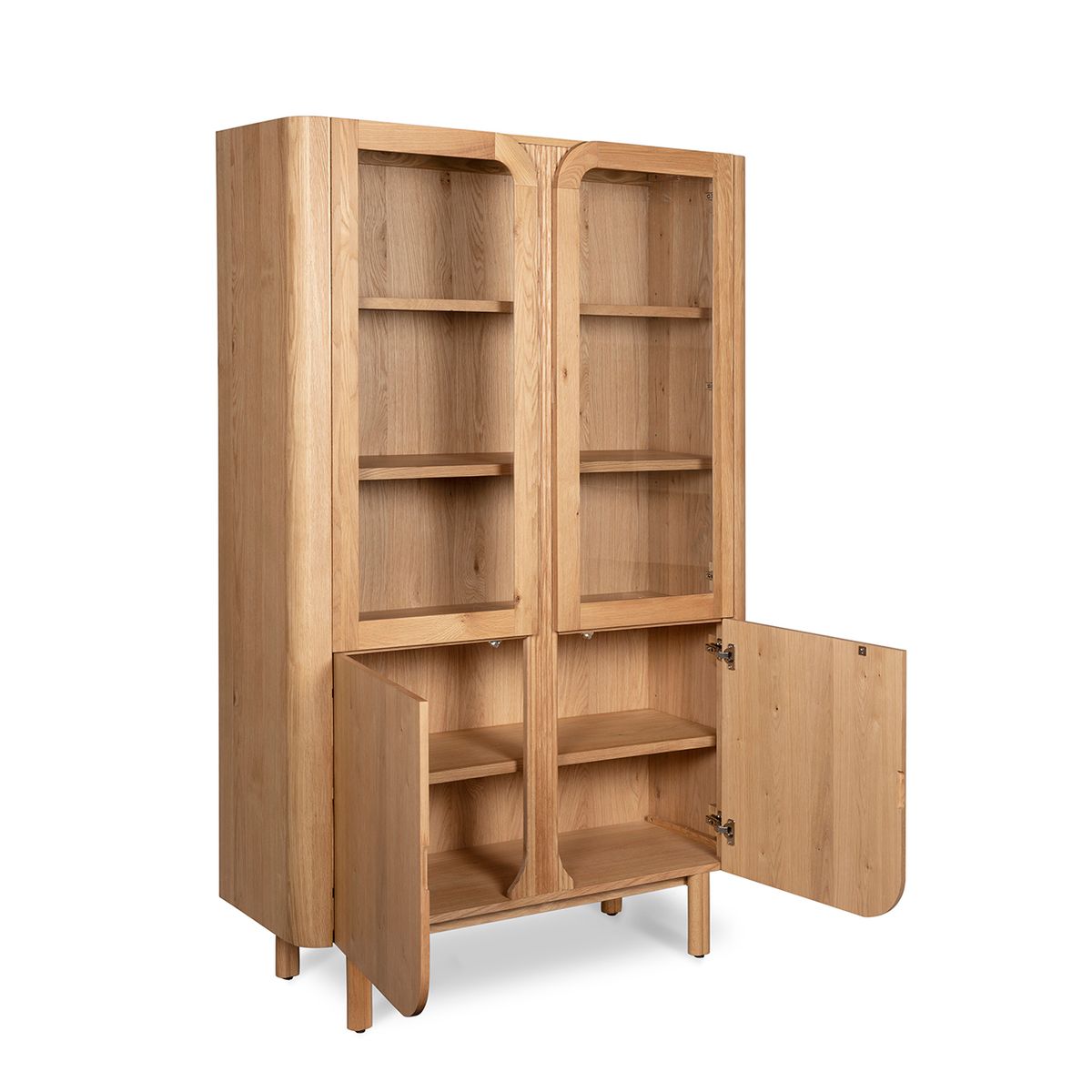 Vitrine 4 portes 2 en verre et 2 en bois naturel, ZAGO