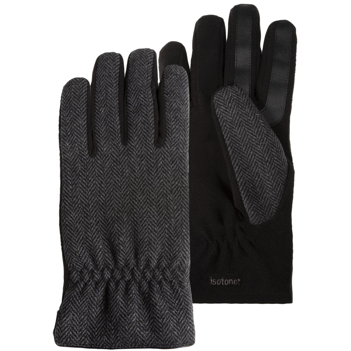 Gants tactiles, chauds doublés en polaire gris chevrons, ISOTONER