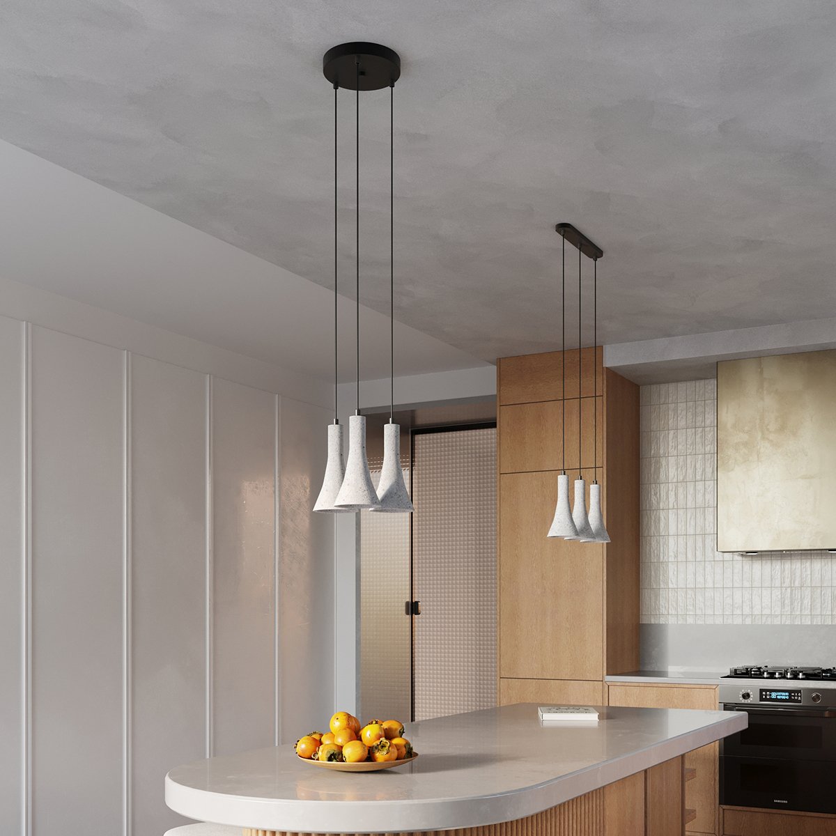 Suspension Béton Gris E14 3 Rea gris, EDEN