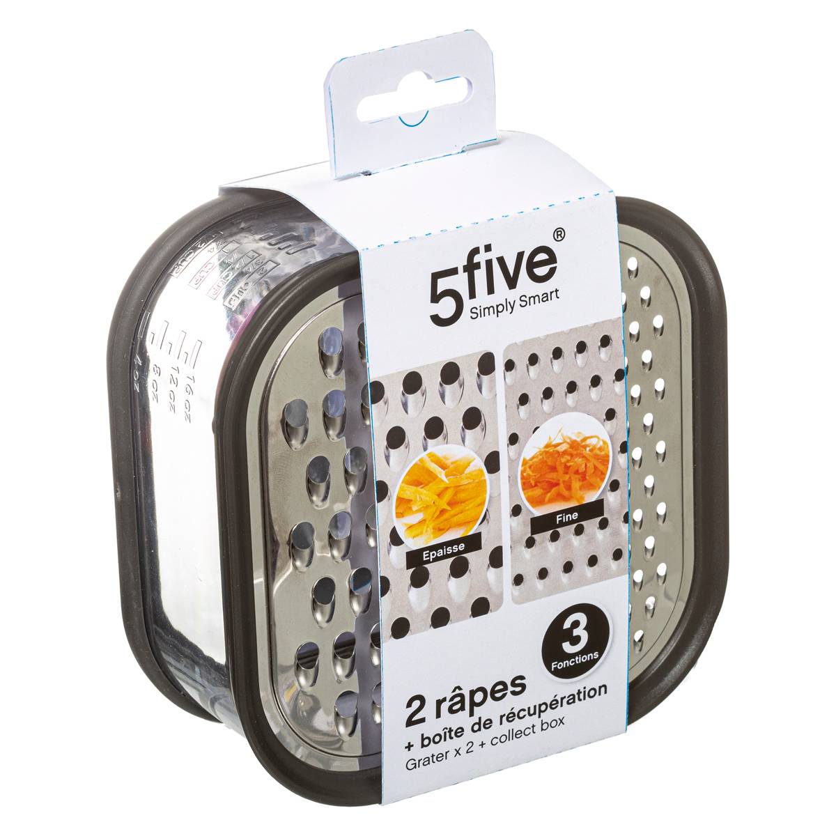 2 râpes avec boîte de récupération gris, 5FIVE SIMPLY SMART
