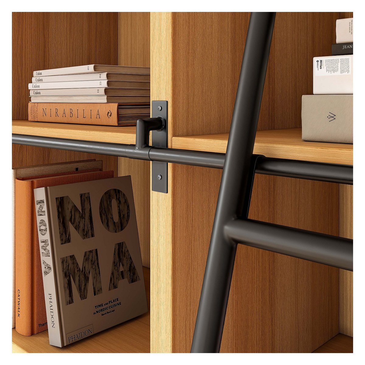 Bibliothèque bois, panneau CAMUS naturel clair, HABITAT