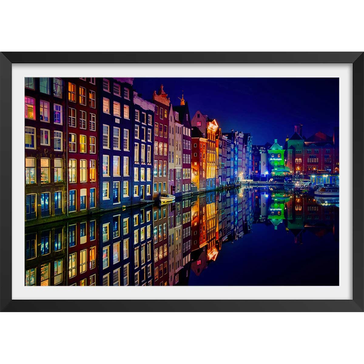 Affiche Fenêtre d'Amsterdam affiche + cadre en bois - noir, HEXOA
