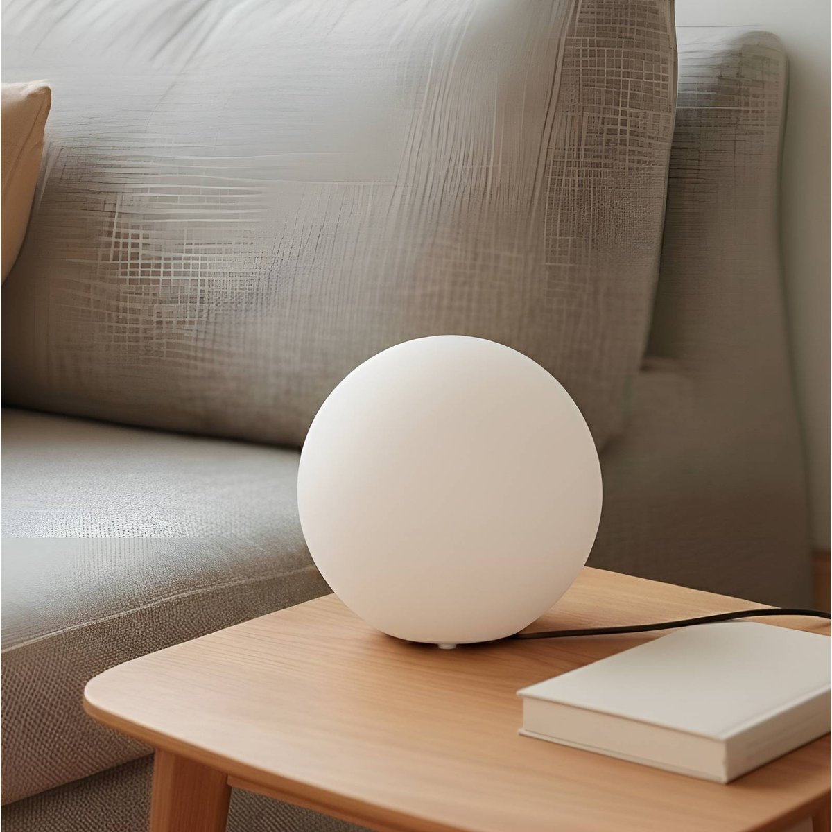 Lampe à poser en verre moderne, Marike blanc, LINDBY