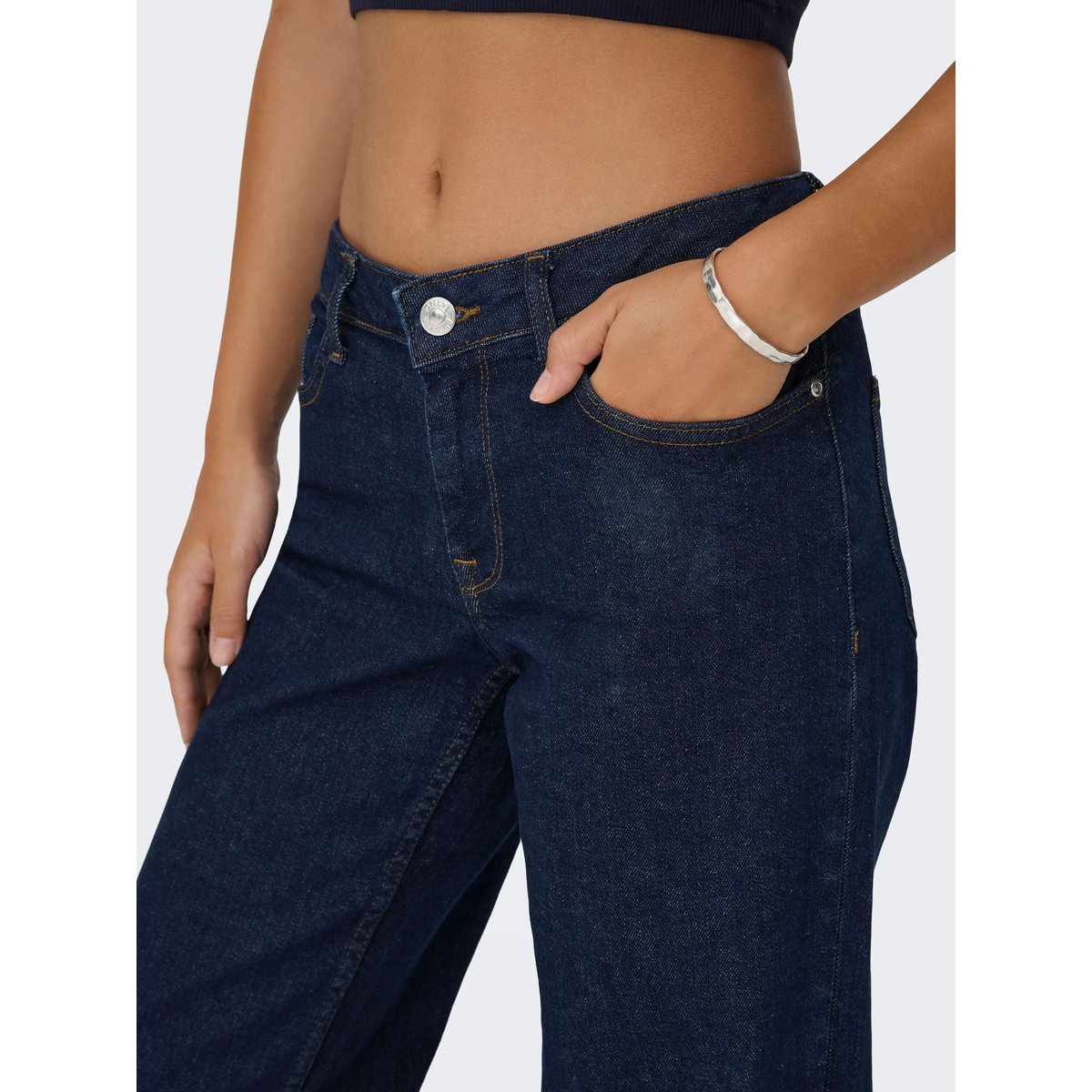 Jean À Jambe Large dark blue denim 1, ONLY