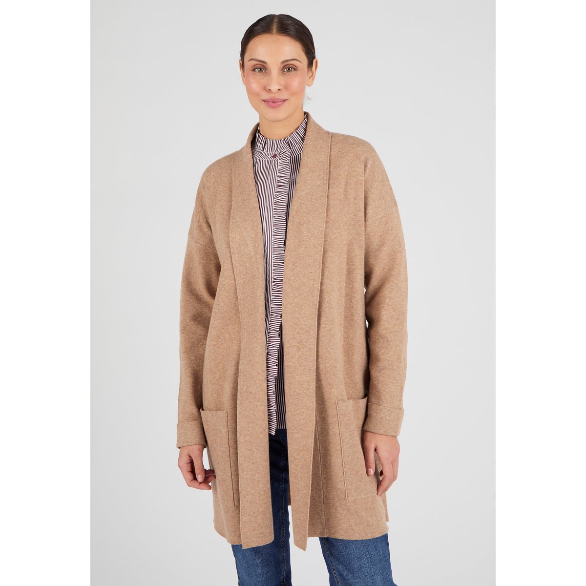 Gilet esprit manteau Thermolactyl marron chiné, DAMART