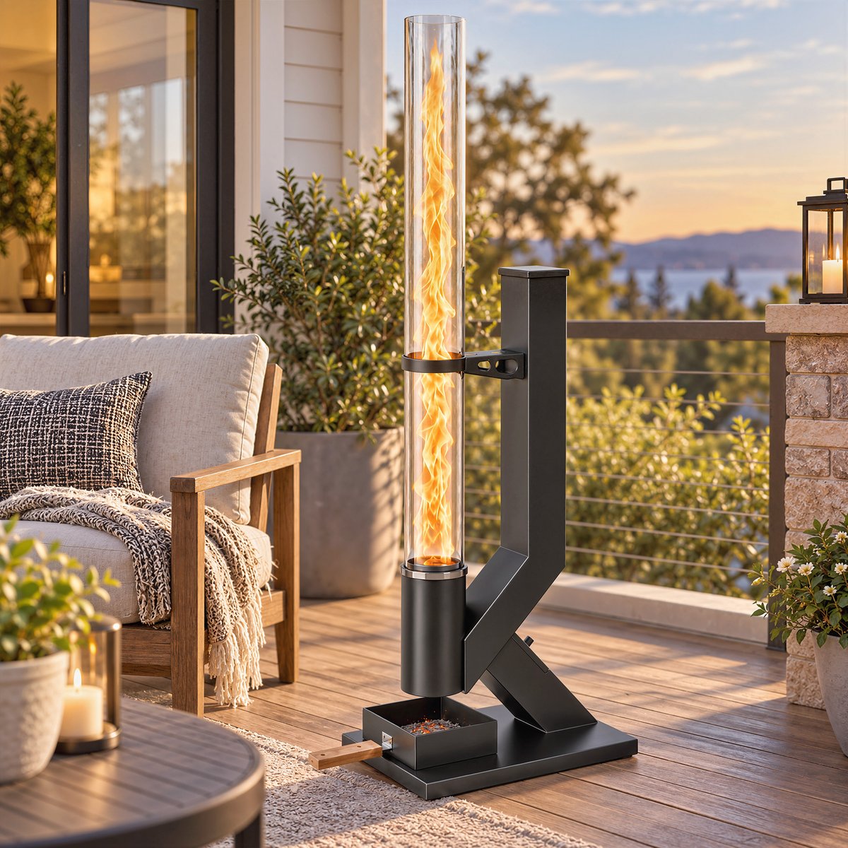 Chauffage à granulés d'extérieur Métal noir, OUTSUNNY