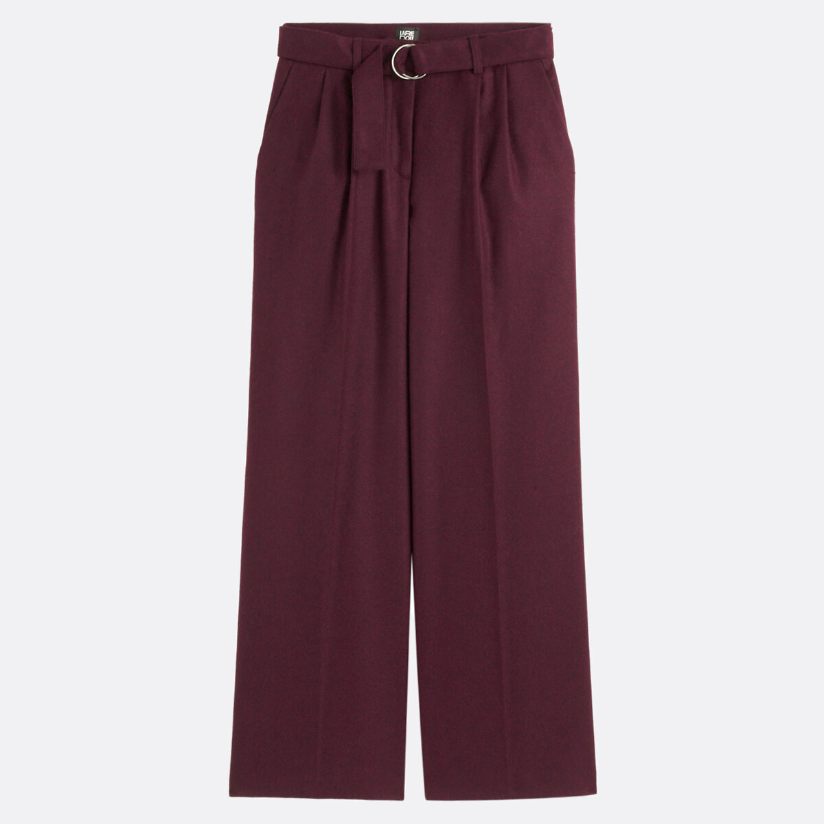 Wide Leg Trousers with High Waist burgundy red, LA REDOUTE COLLECTIONS
