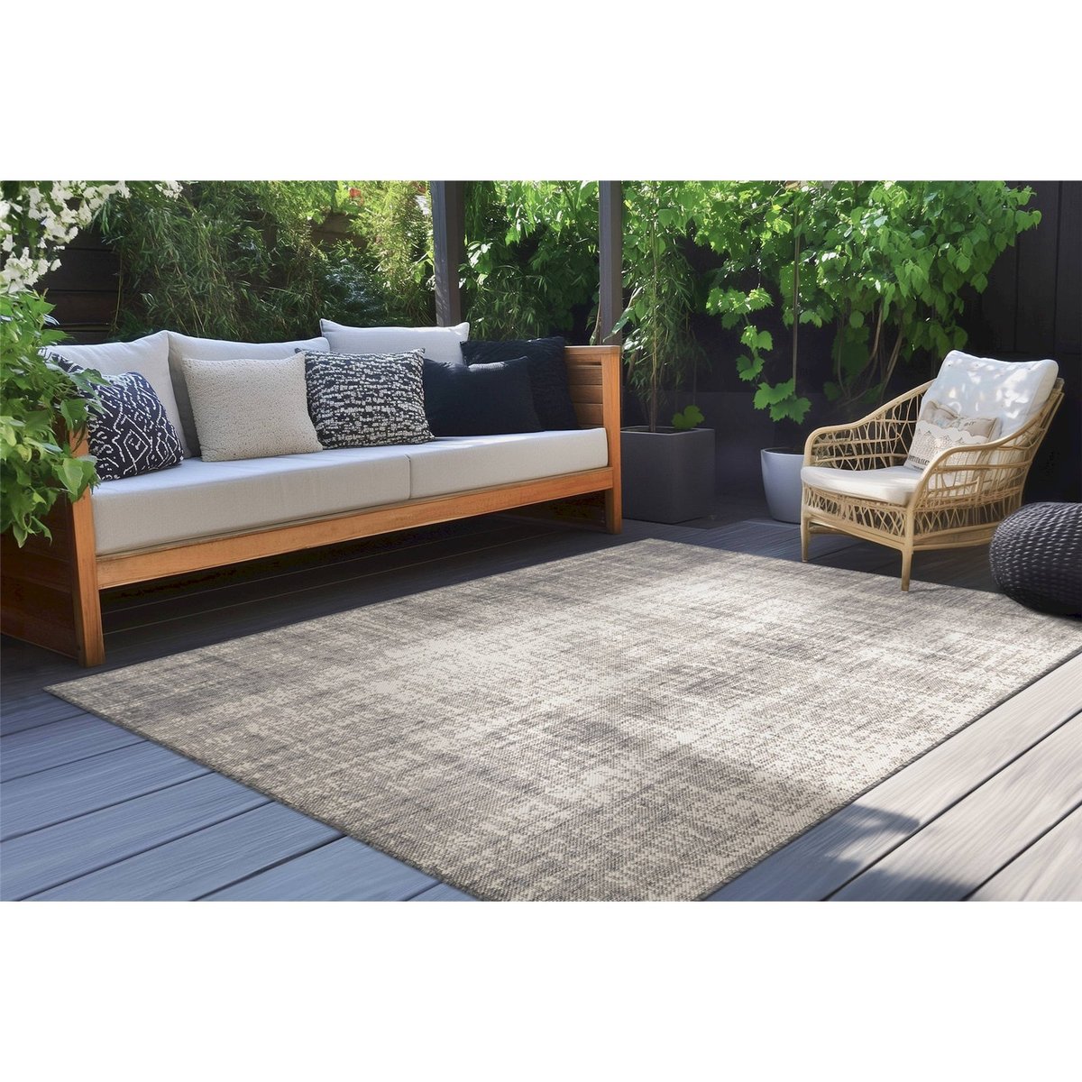 Tapis d'intérieur et d'extérieur, Nibru gris clair argenté chiné, ARTE ESPINA