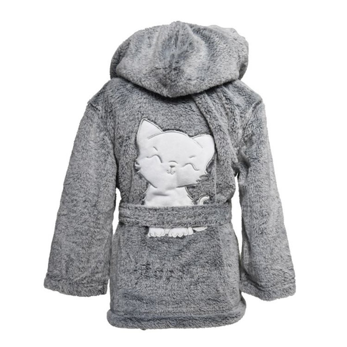 Peignoir polaire enfant doux & chaud MINOU MIAOU anthracite, SENSEI MAISON