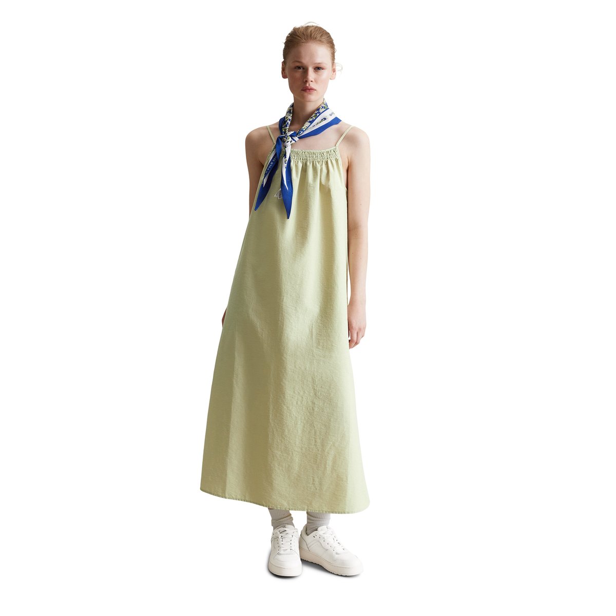 Robe à bretelles spaghetti relaxed en mélange de coton organique jaune clair, MARC O’POLO DENIM