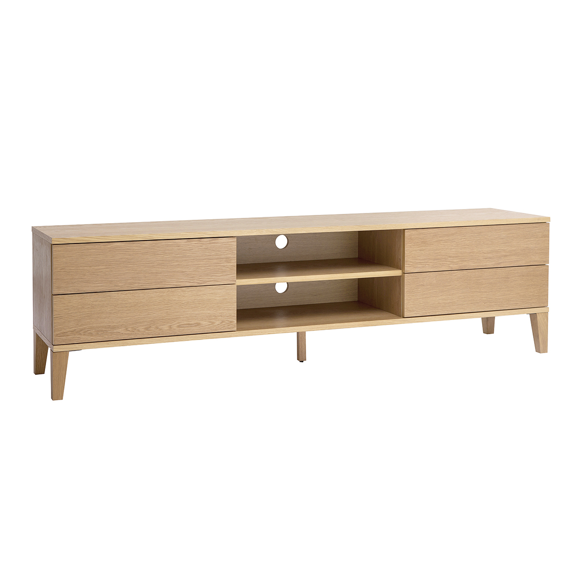 Meuble TV scandinave bois clair chêne 4 tiroirs L180 cm FREDDY naturel, MILIBOO