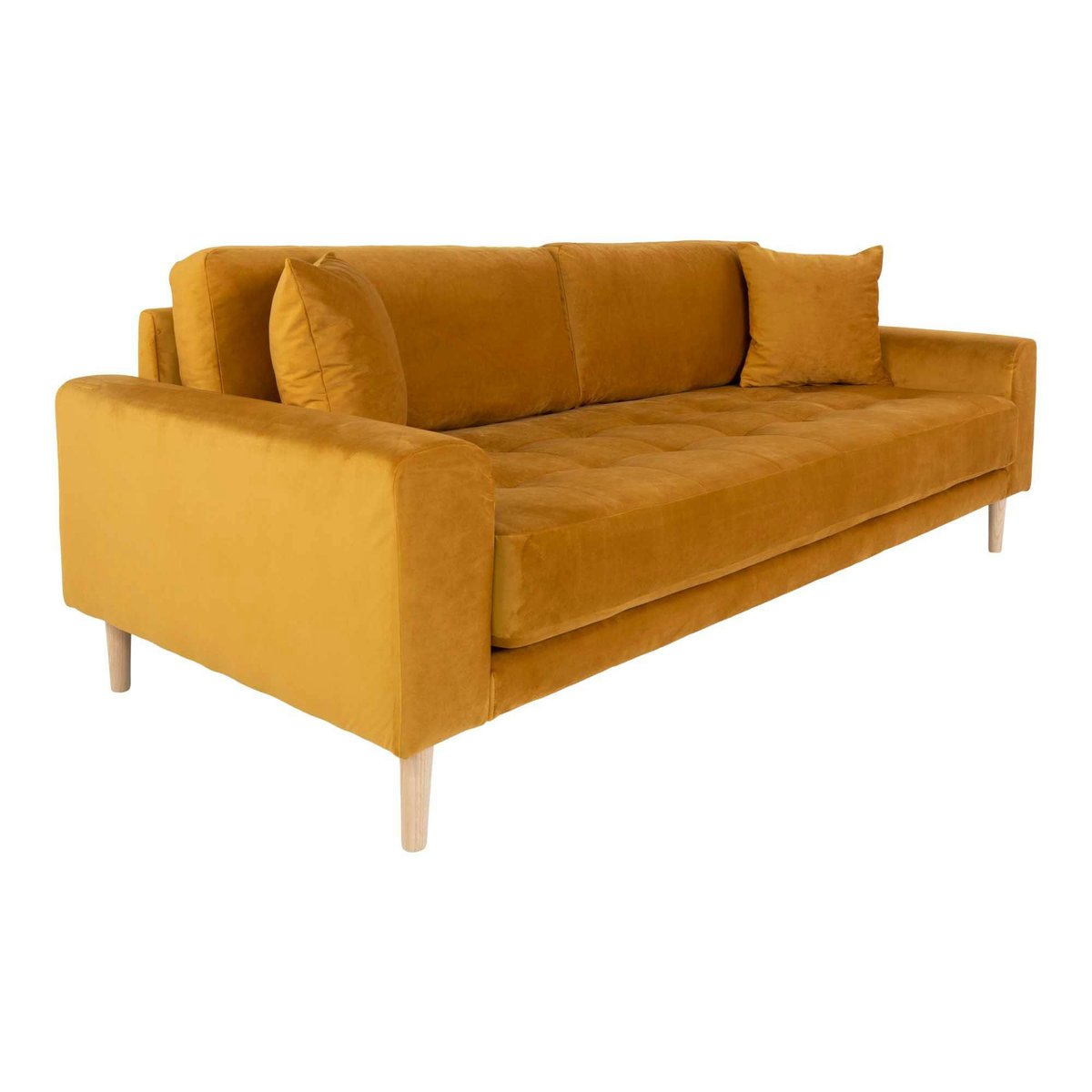Canapé droit moderne en tissu AMSTERDAM moutarde - 3 places, PIER IMPORT