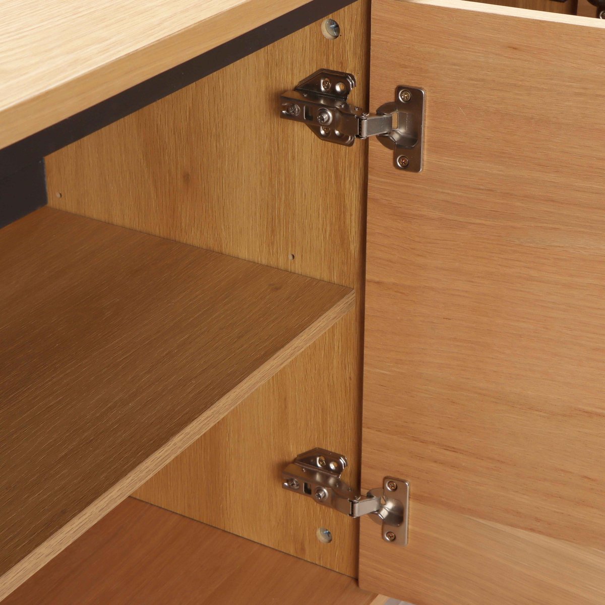 Buffet en mélaminé 2 portes 120 cm, HEMERA bois clair, OVIALA