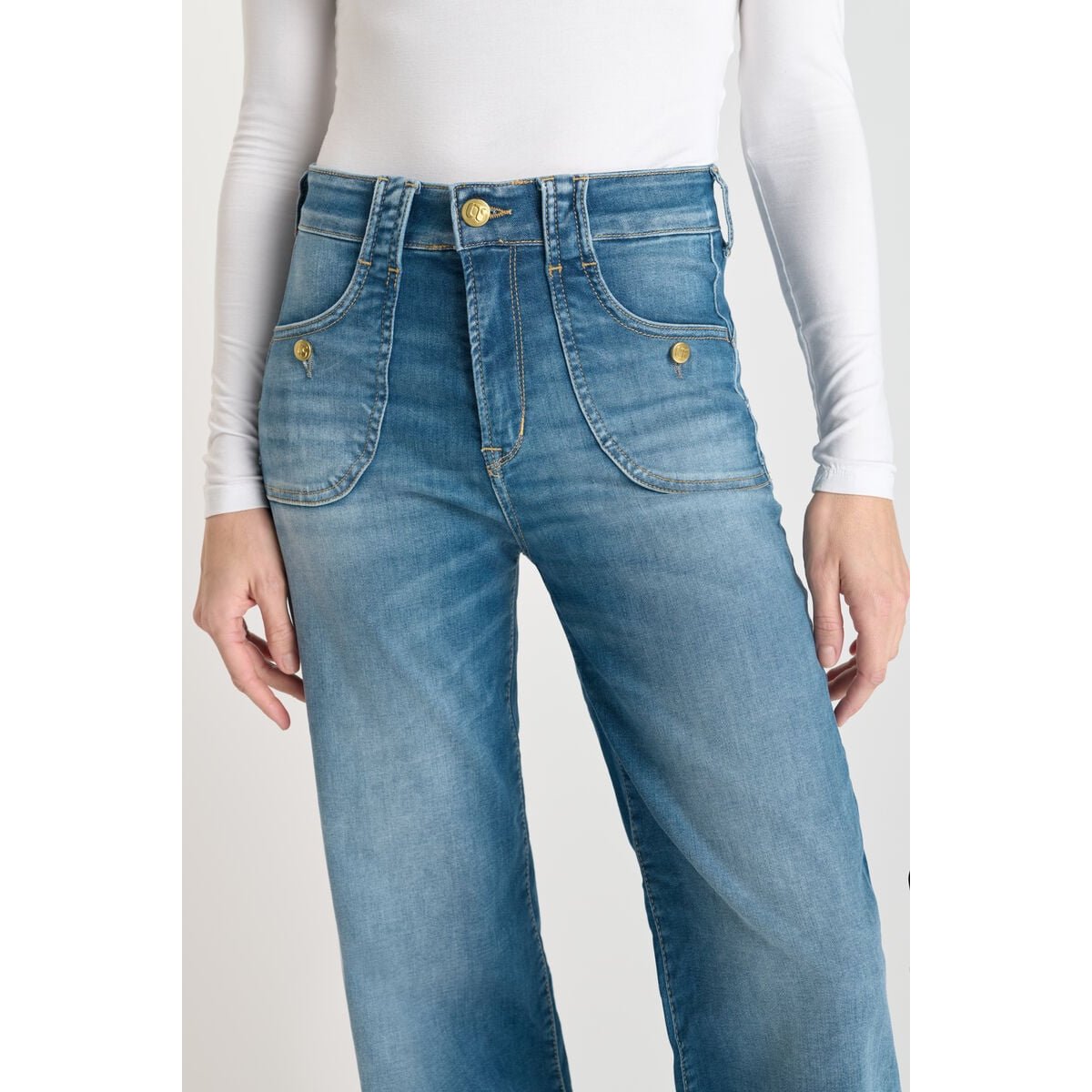 Jeans flare pulp wide leg , longueur 34 blue, LE TEMPS DES CERISES