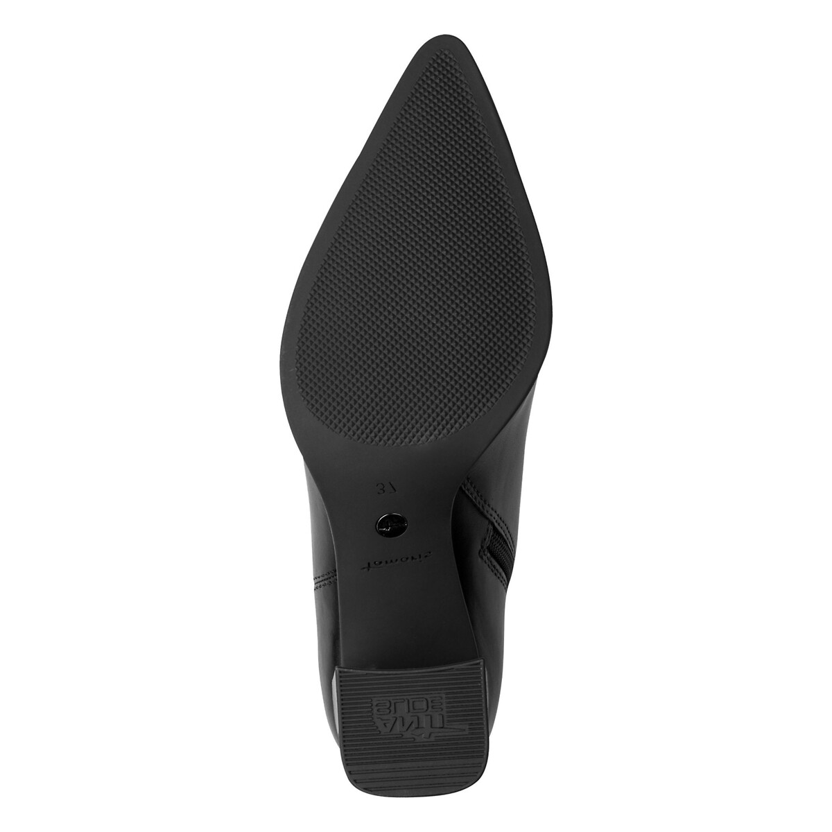 Bottines bout pointu à talons, en cuir noir, TAMARIS