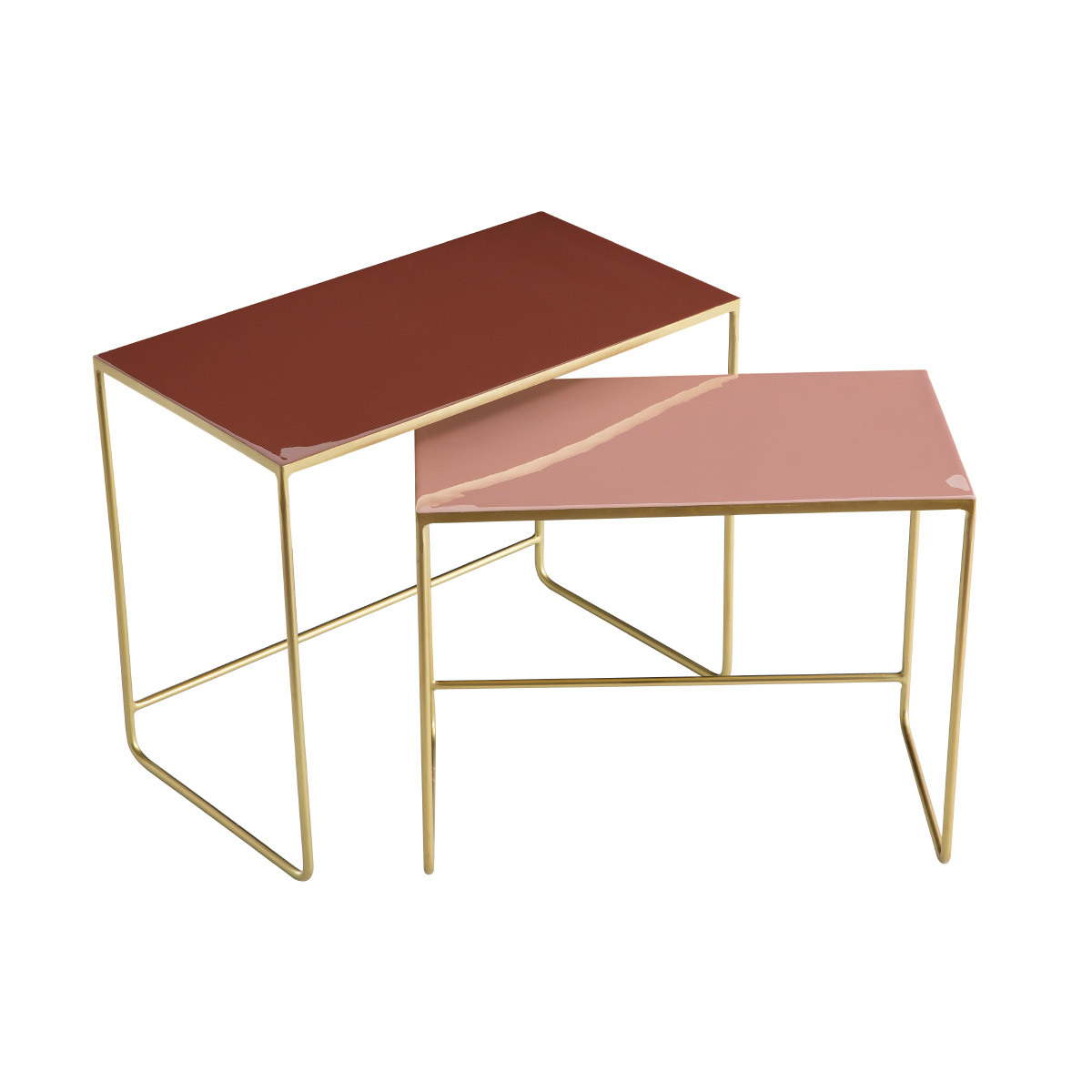 Tables basses gigognes rectangulaires design (lot de 2) WESS rose tendre, MILIBOO