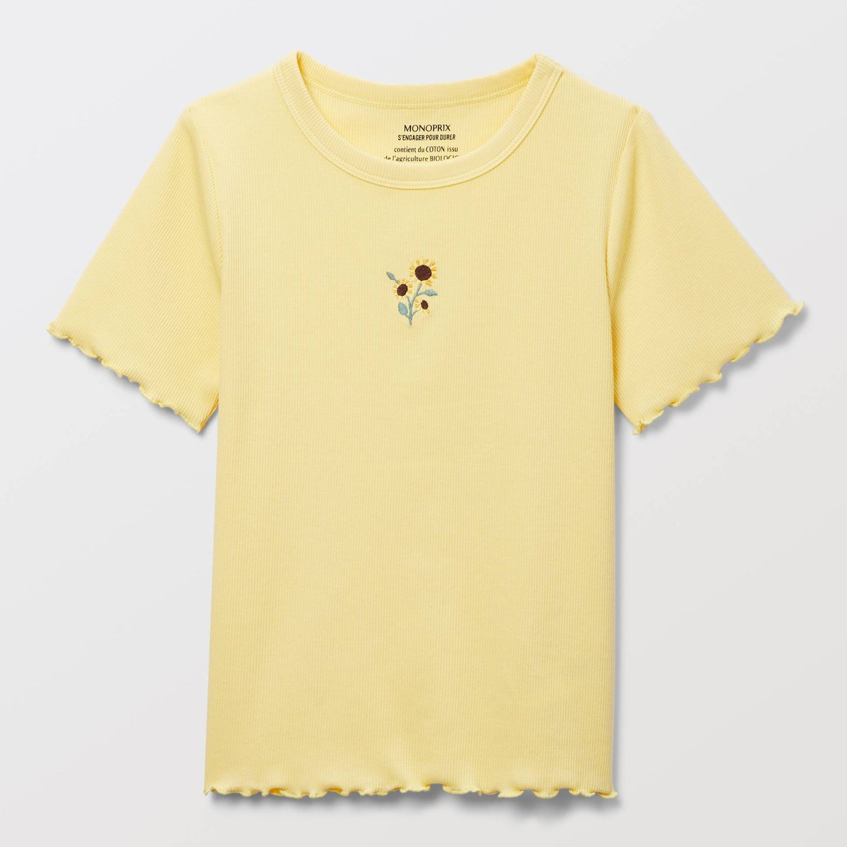 T shirt uni brodé cornsilk, MONOPRIX