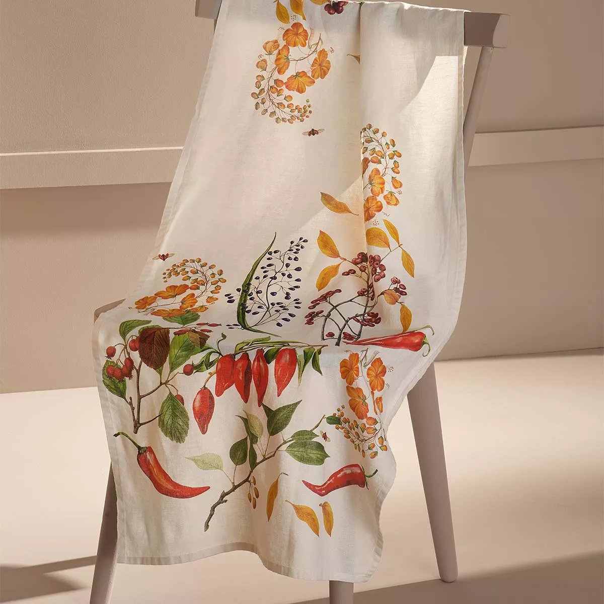 Chemin de table lin & coton lavé PIMENTS DOUX caliente, GARNIER THIEBAUT