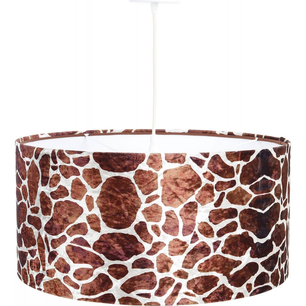 Suspension GLAMOUR abat-jour velours imprimé girafe intérieur blanc, BPS KONCEPT