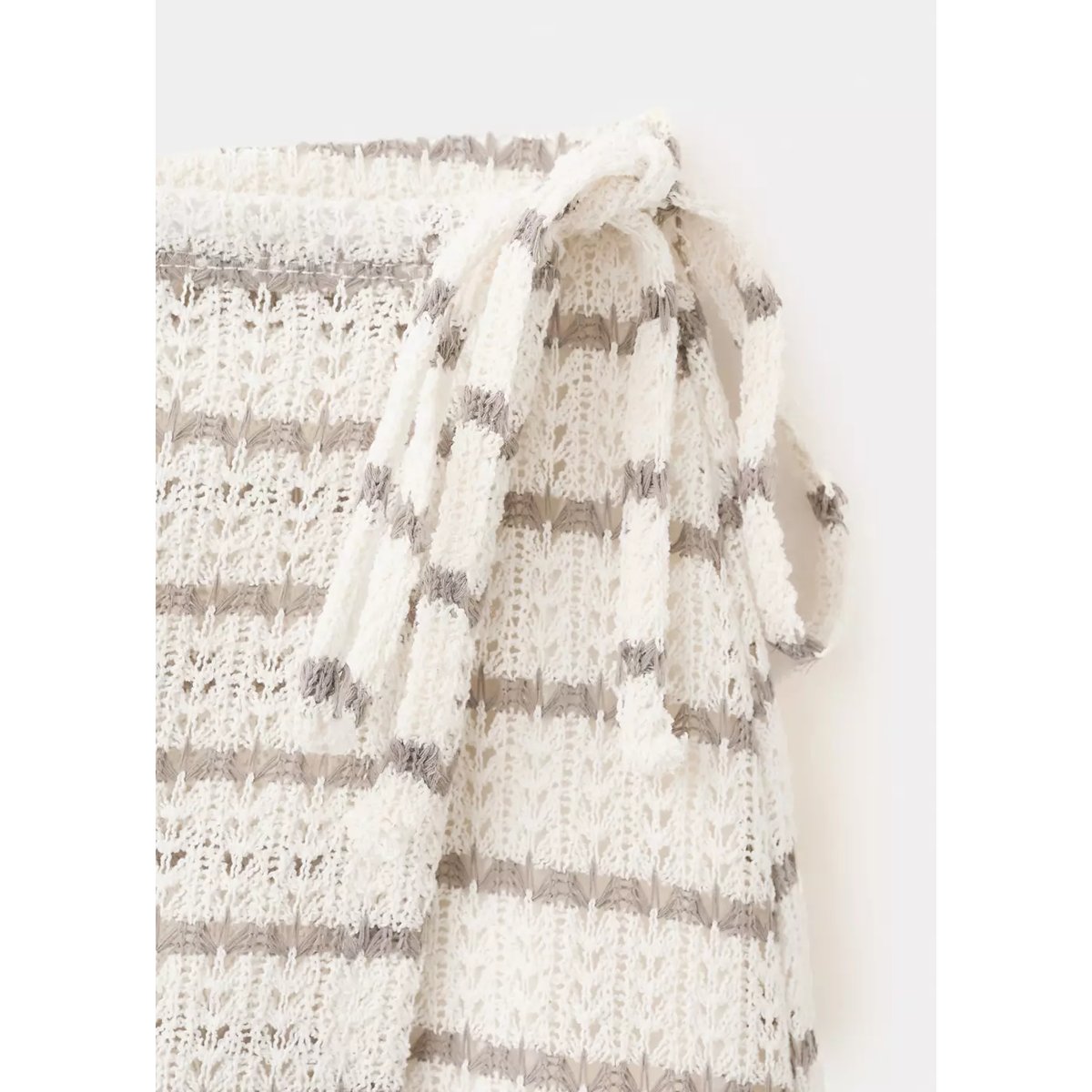 Minijupe crochet nœud écru, MANGO TEEN