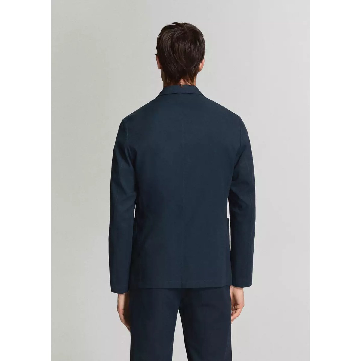 Blazer de costume slim-fit lin et lyocell bleu marine, MANGO MAN
