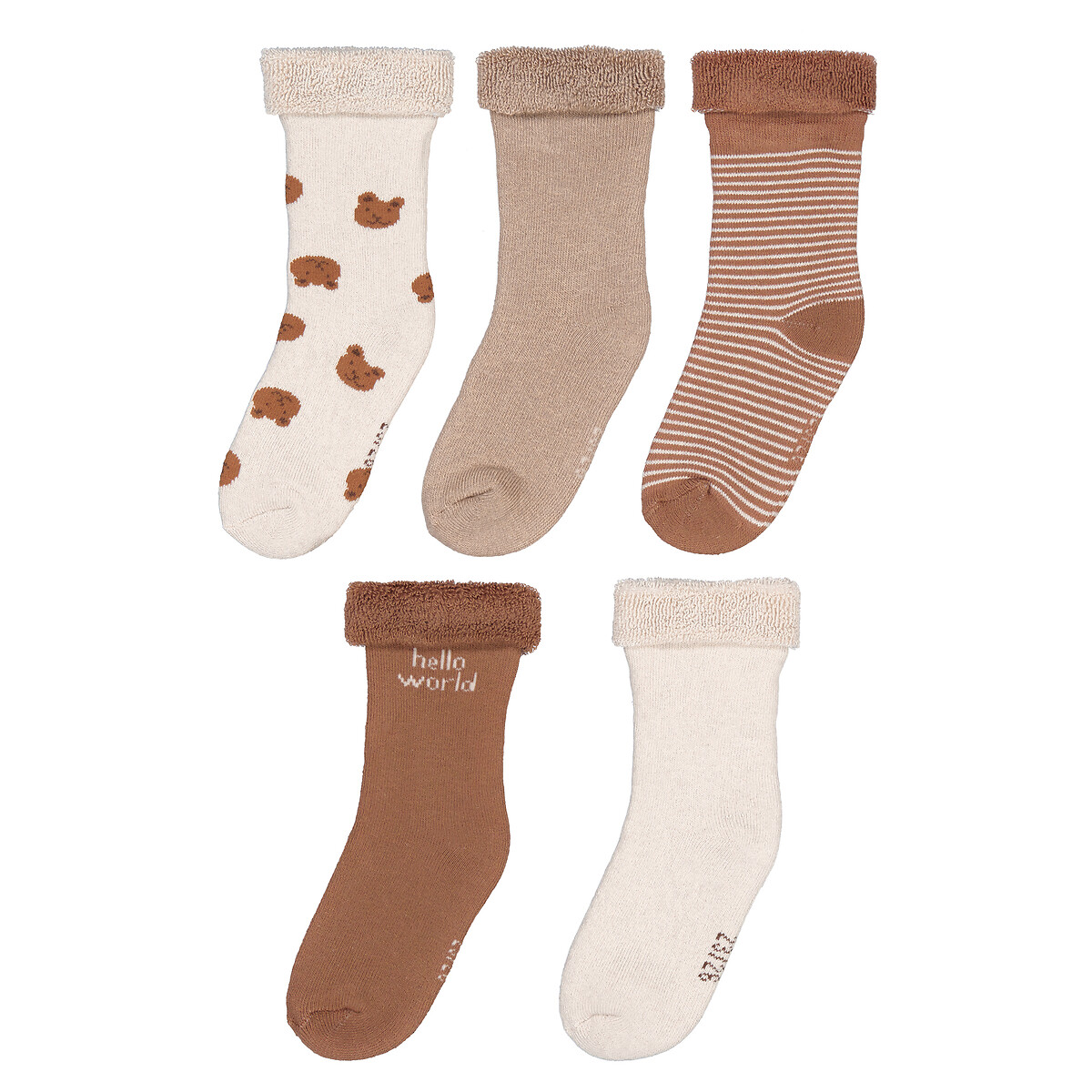 Pack of 5 Pairs of Socks in Organic Cotton Mix assorted, LA REDOUTE COLLECTIONS