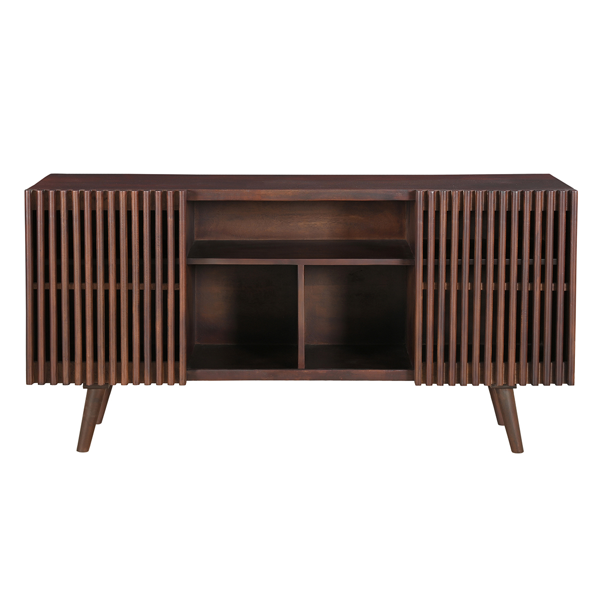 Buffet scandinave en bois 2 portes coulissantes L140 cm ALBA noyer, MILIBOO