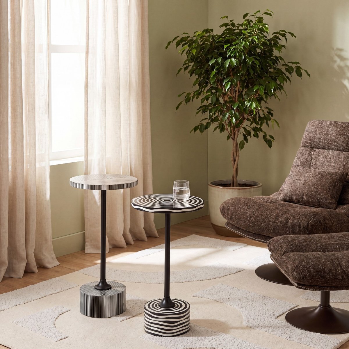Table d'appoint 25cm, DOMERO swirl noir, KARE DESIGN