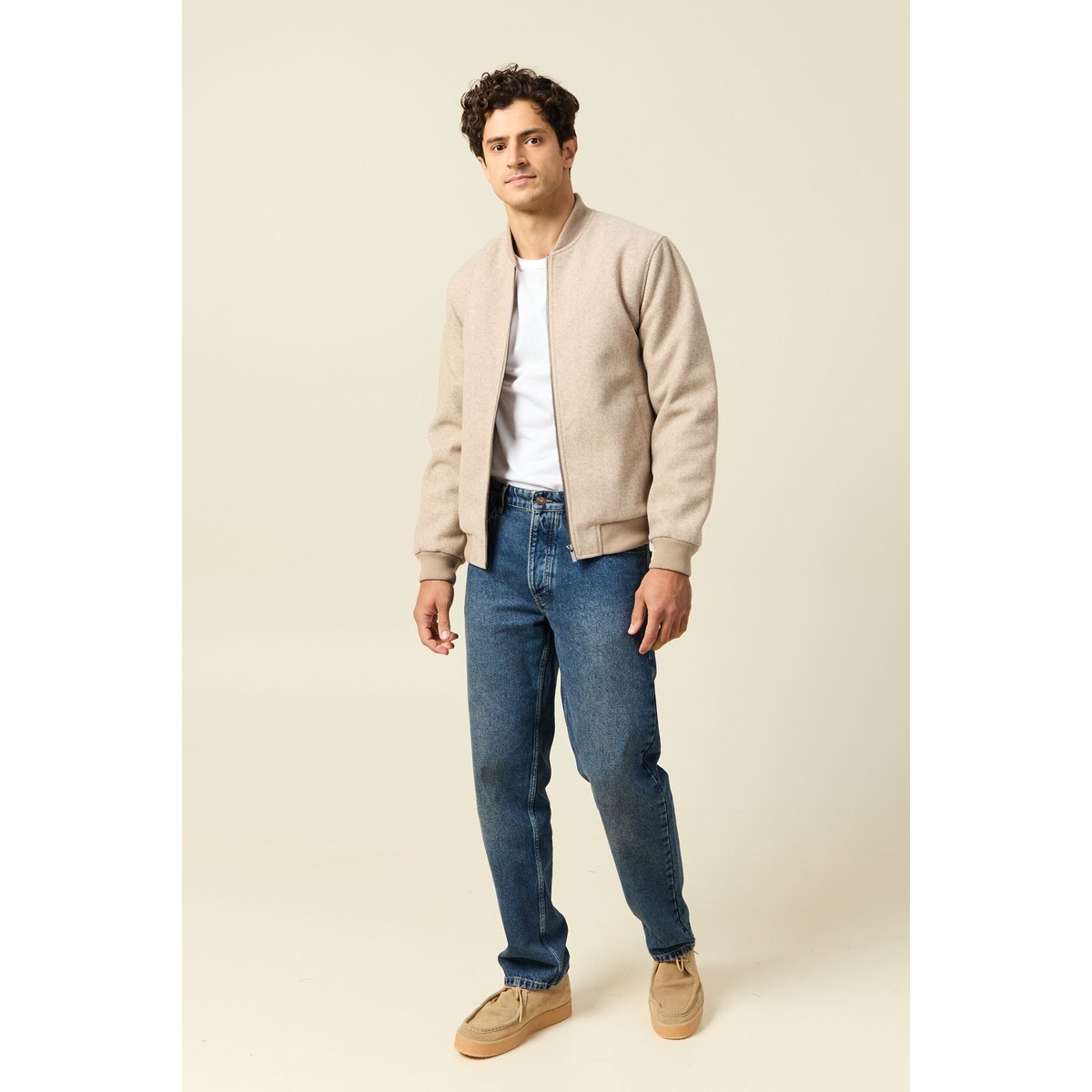 Blouson doublé manches longues beige, BONOBO