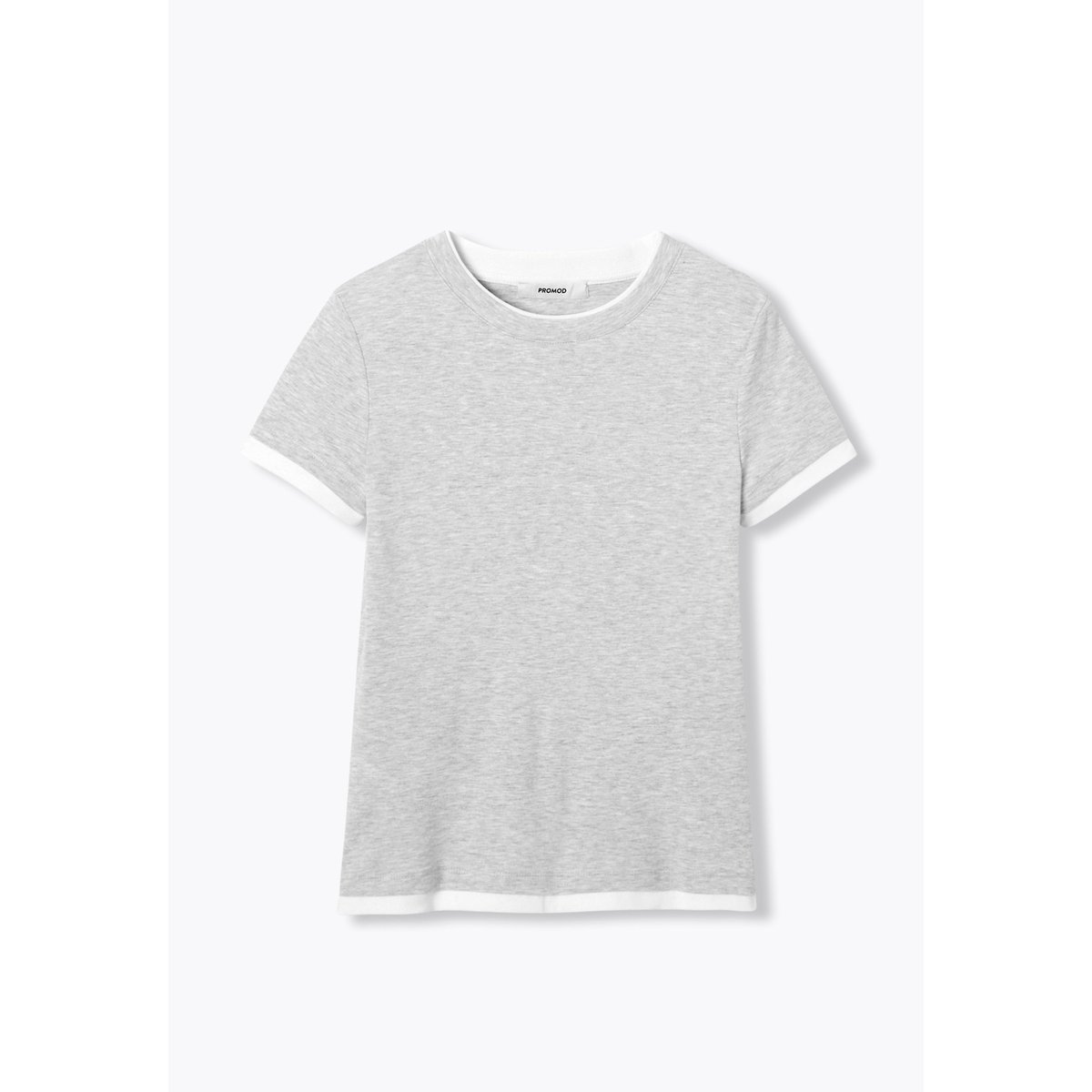 T-shirt slim effet superposé gris clair, PROMOD