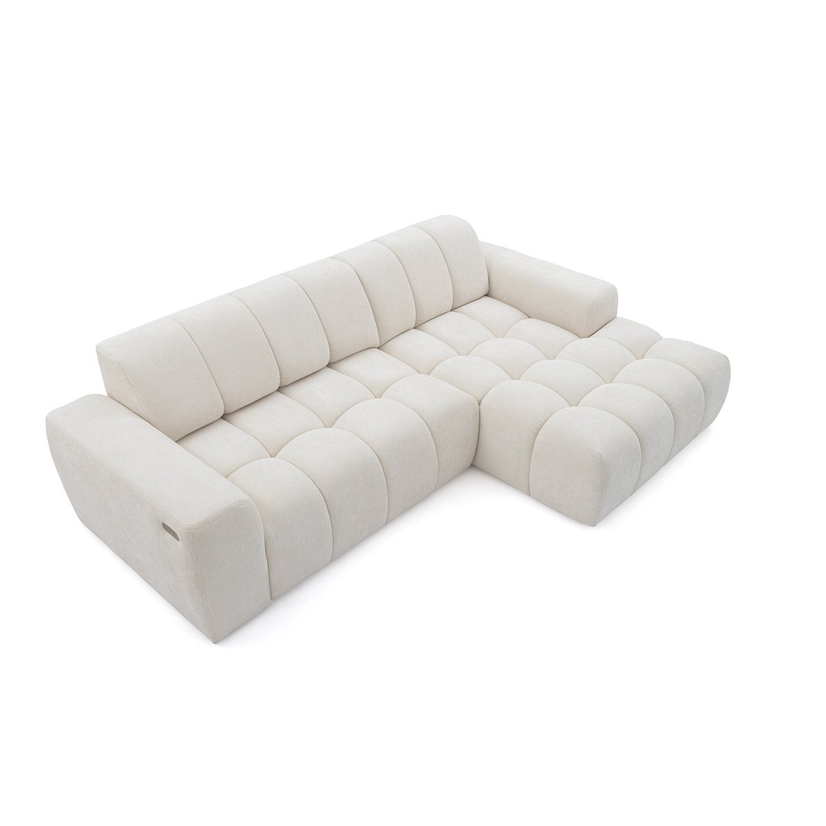 Canapé d'angle convertible 3 places en tissu chenille, THEO beige, BOBOCHIC