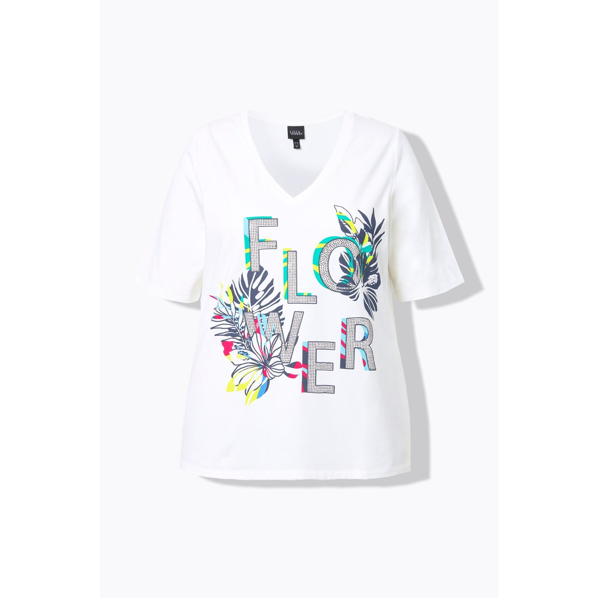 T-shirt oversize. Imprimé Flower. Décolleté blanc cassé, ULLA POPKEN