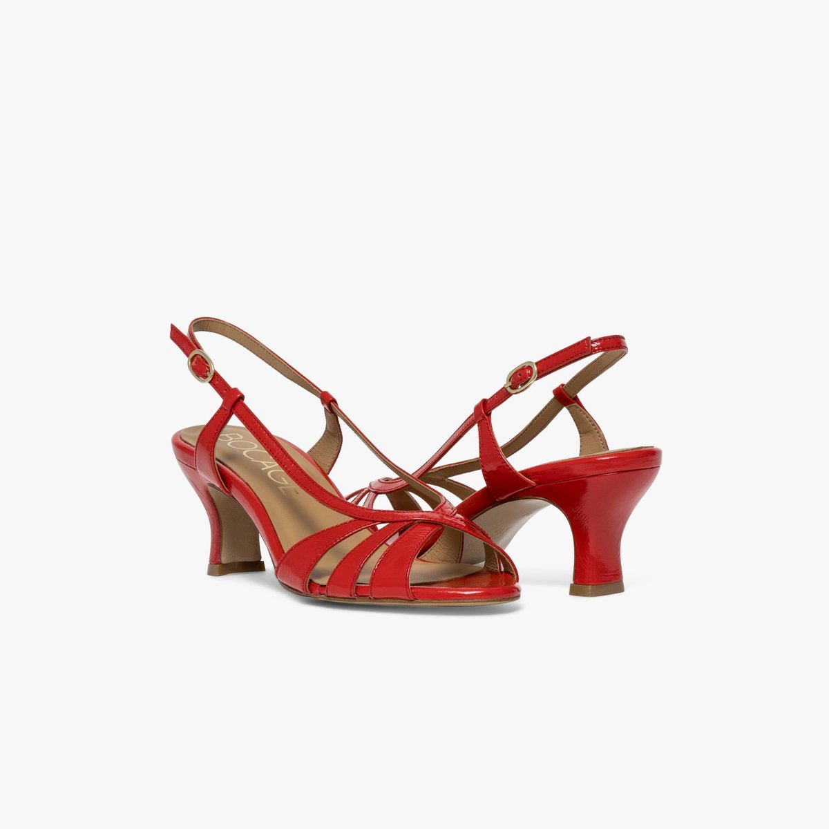 Sandale À Talon en cuir HERMIINE rouge coquelicot, BOCAGE