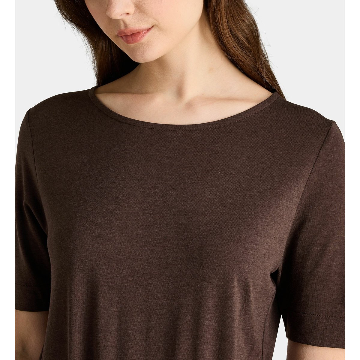 Robe portefeuille midi drapée calypso en jersey marron chocolat, GALERIES LAFAYETTE
