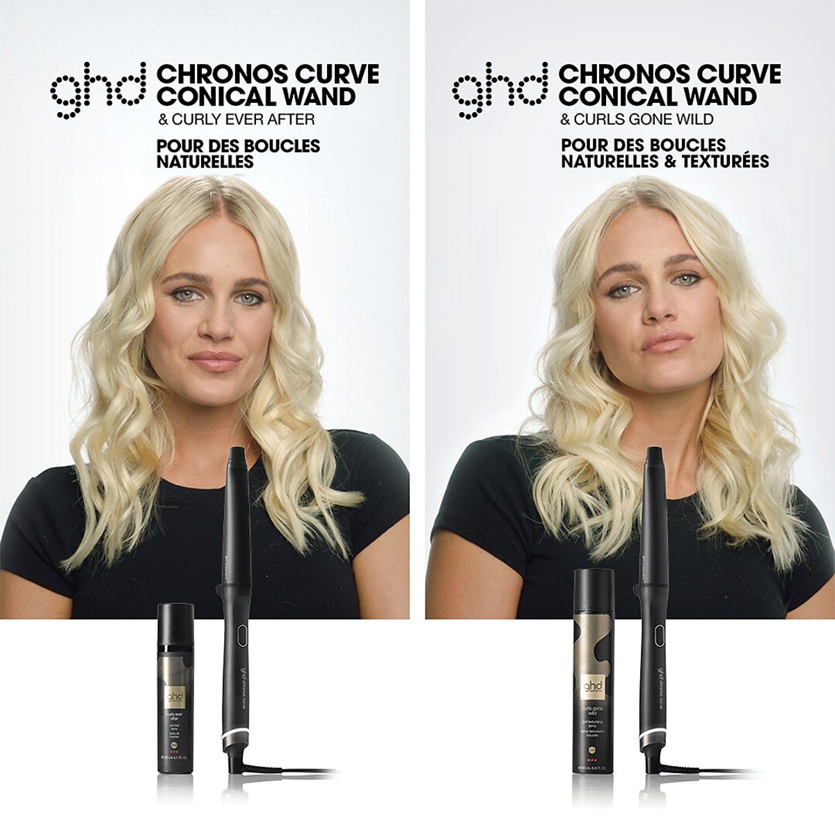 Boucleur Chronos Curve Conical Wand noir, GHD