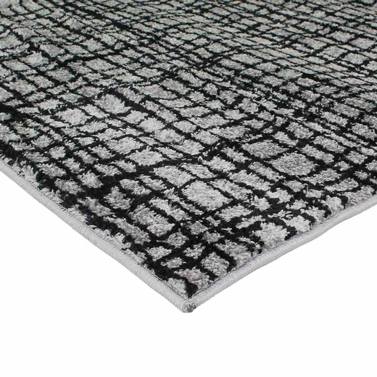 Tapis poils courts imprimé lignes croisées  ABSTRACT gris, THE DECO FACTORY