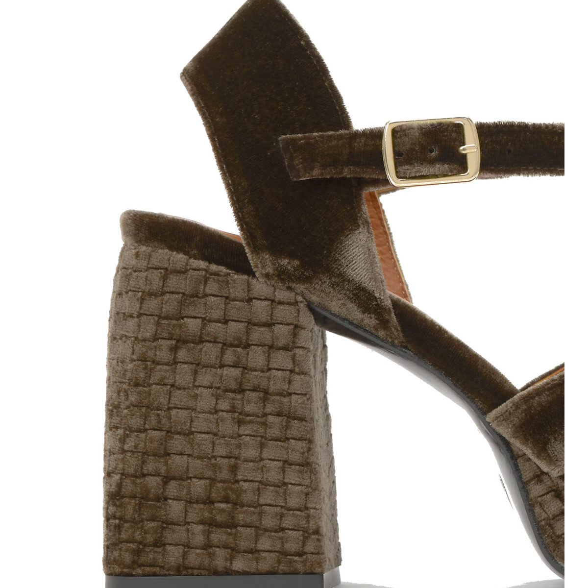 Sandales à talons hauts en velours VERO marron foncé, CASTANER