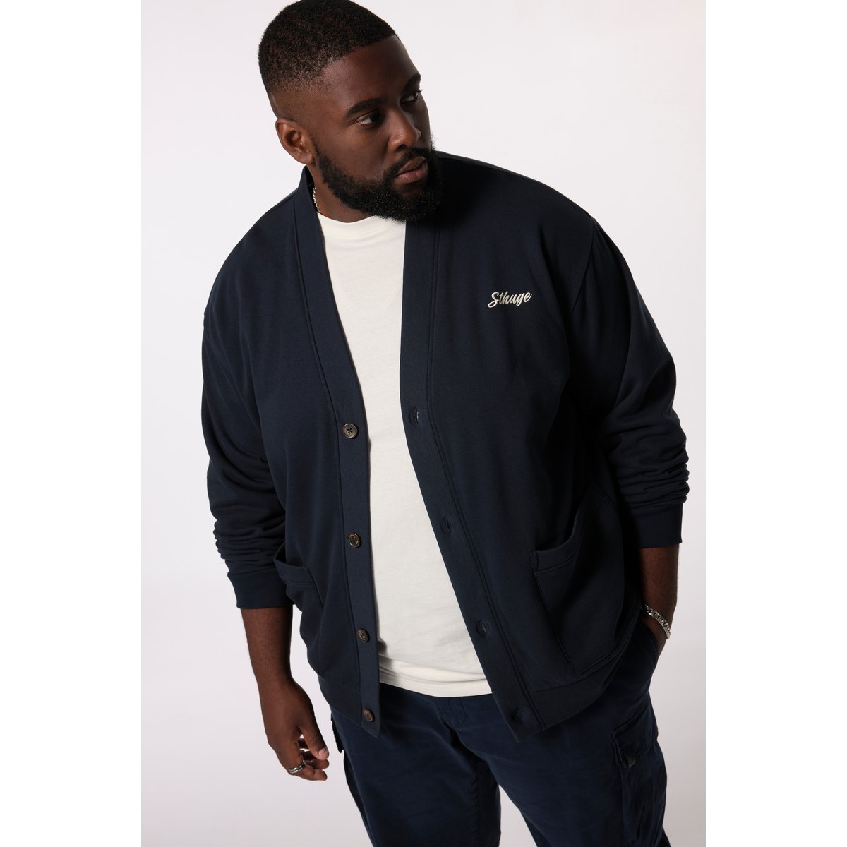 Veste en molleton marine foncé, STHUGE