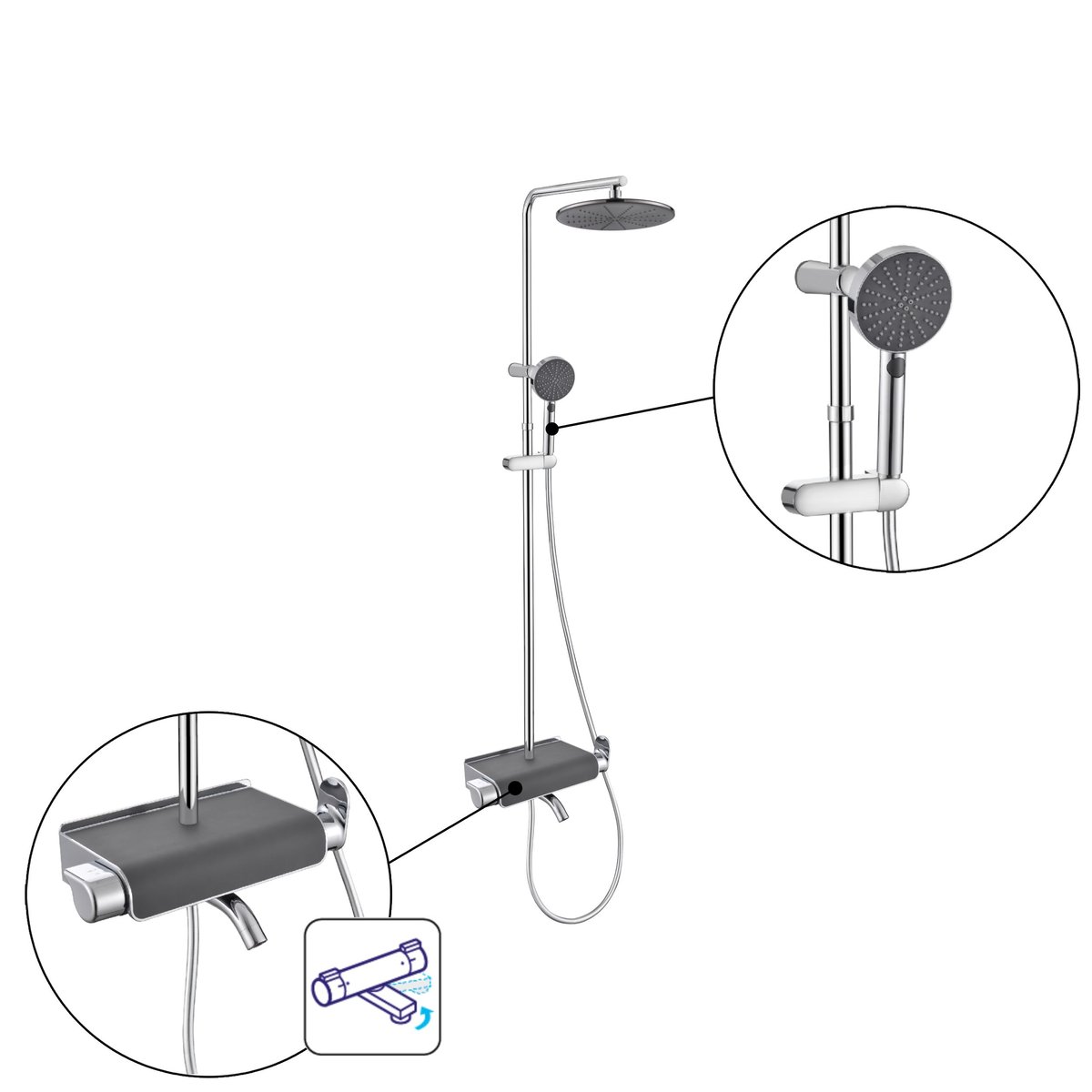 Colonne de douche avec robinet, EASY chromé, SENSEA
