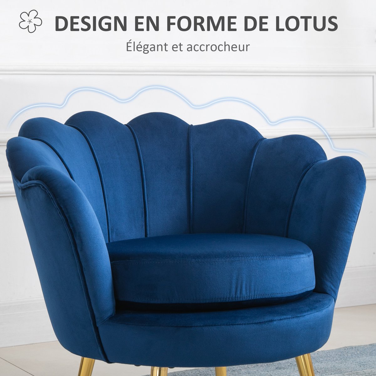 Président du club Velours (100% polyester) bleu doré, HOMCOM